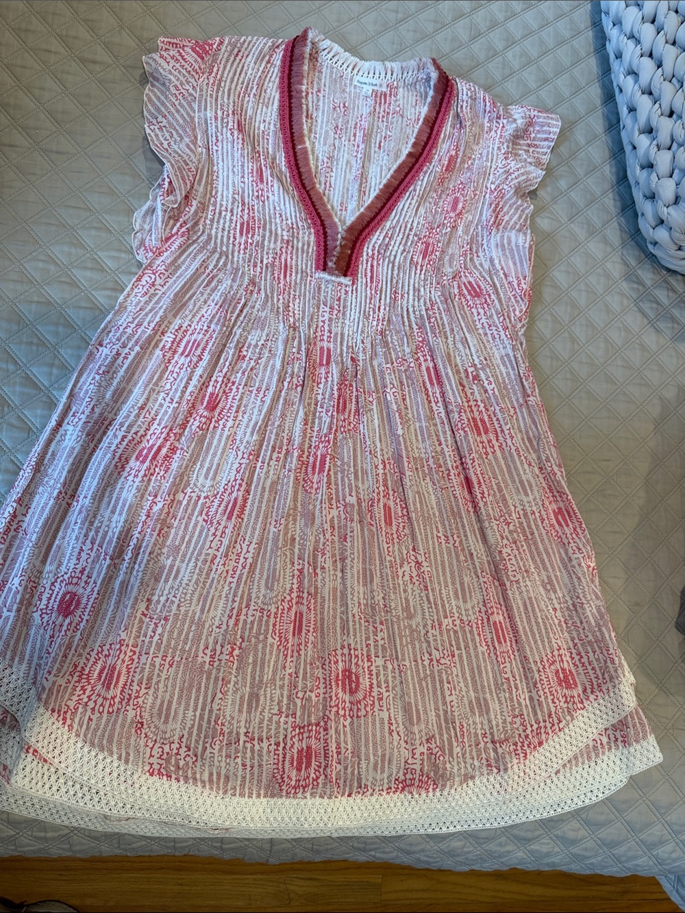 Poupette St Barth Women’s Pink & White Printed Summer Dress